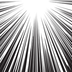 Obraz premium 下から上に線が伸びているモノクロの集中線 漫画風