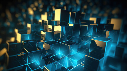 Fototapeta premium Modern digital abstract 3D background. Can be used in the description of network abilities, technological processes, digital storages, science, education, etc. Copy space. Based on Generative AI