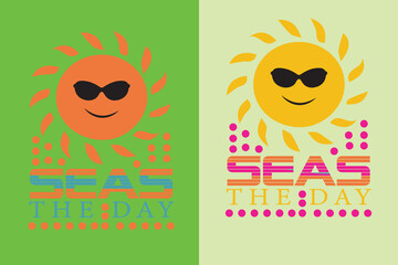 seas the day summer t-shirt design sunrise, surfing, poster, shirt, fashion, logotype, symbol print on demand etsy
