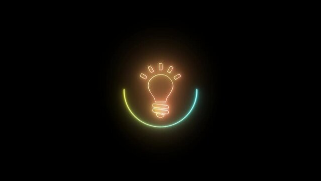 Glowing electric bulb icon . motion graphics 4k vides. 