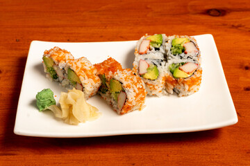 California sushi roll on a plate