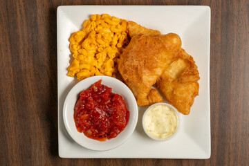 Fried fish platter with side dishes