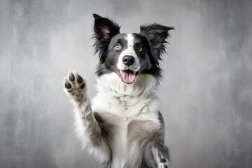 border collie begging with paws, Generated AI