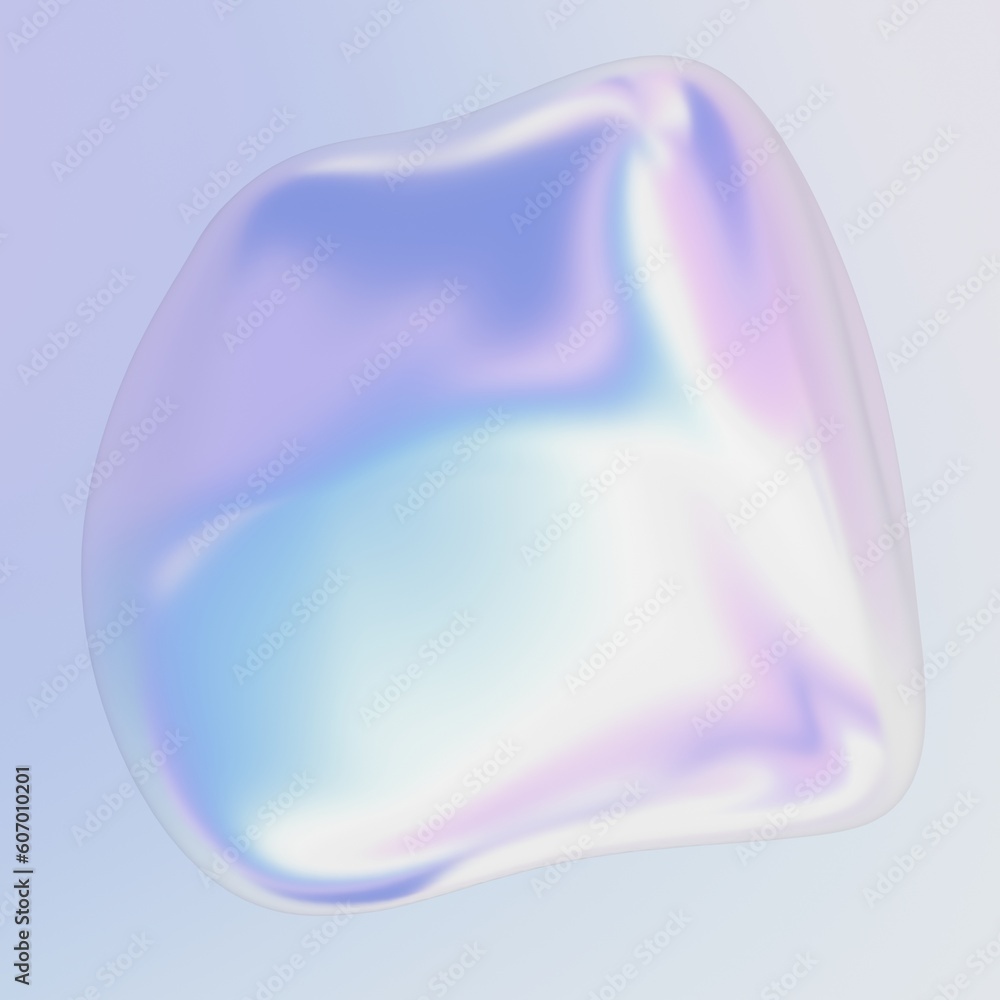 Poster 3d rendering of set of realistic holographic 3d shapes on light background for banners graphic desig