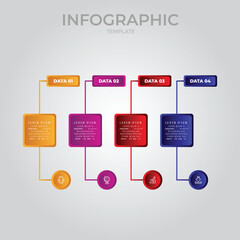 Four steps modern connecting infographic template vector illustration	