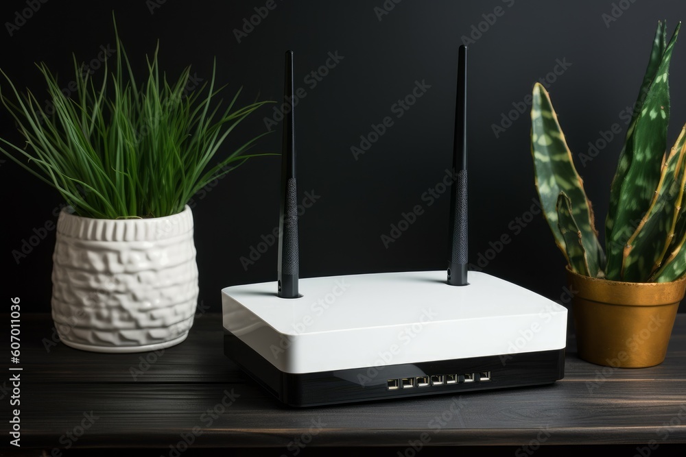 Poster white wifi router table. generate ai