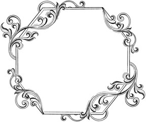 Premium vintage baroque frame, Hand-drawn.