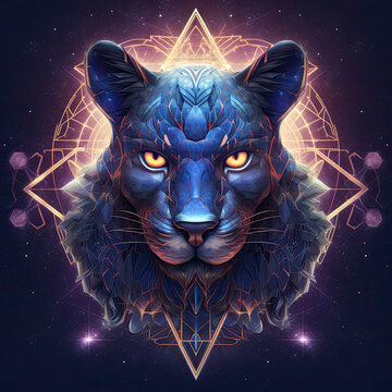 Black panther mandala art. AI generated