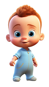Cute baby character. isolated background. AI Generated