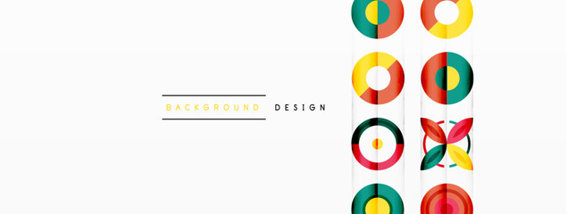 Colorful circles in a grid composition abstract background. Design for wallpaper, banner, background, landing page, wall art, invitation, prints, posters
