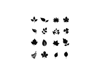 Obraz na płótnie Canvas leaf line icon set. black leaf icons set on white background .Leaf Icons Set on White Background. Solid black icon set of Leaf. Pixel perfect icons
