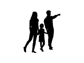Vector silhouettes of men and a women, a group of standing and walking business people, black color isolated on white background .Business people, set of vector silhouettes.