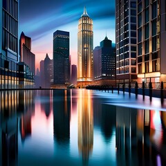 Fototapeta premium city skyline at sunset