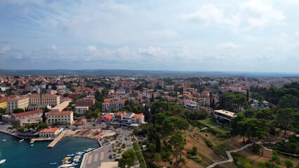 Rovinj - Istria - An aerial view with the drone over the beautiful old town of Rovinj	