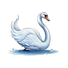 Graceful Elegance: Cute Swan 2D Illustration