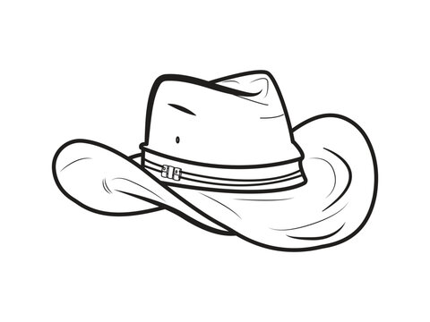 cowboy hat isolated on white Background .Cowboy hat vector icon line art.Cowboy  clipart 