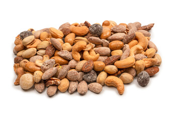 A group of almonds, pistachios, walnuts, macadamia, cashews.