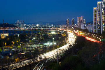 Fototapeta na wymiar Banpo Night View in Seoul, Korea