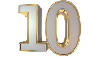 gold 3d number 10