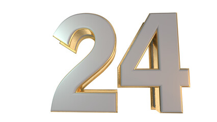 gold 3d number 24