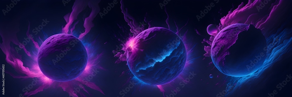 Canvas Prints background explosion collision of two planets in the sky (pink)