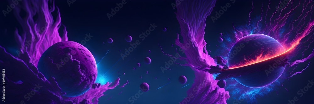 Canvas Prints background explosion collision of two planets in the sky (pink)