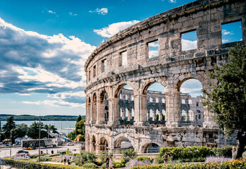 Roman Arena colosseum in Pula Istria Croatia