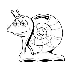 Abstract Black Simple Animal Snail Spiral Shell Nature Doodle Outline Element Vector Design Style Sketch Isolated On White Background Illustration