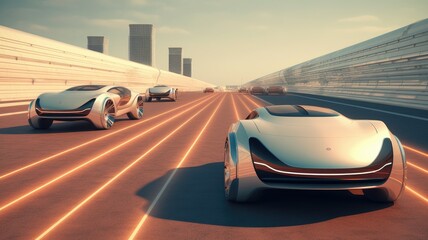 Obraz na płótnie Canvas Autonomous Vehicles: An image representing autonomous vehicles, showcasing self-driving cars or futuristic transportation concepts. Generative AI