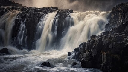 Cascading beauty: Images capture the dynamic flow of waterfalls, showcasing their power and mesmerizing beauty. Generative AI