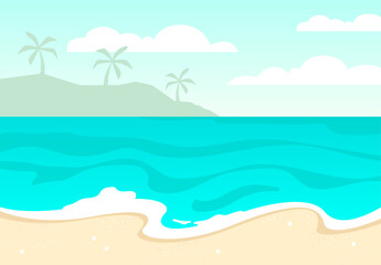 Fototapeta na wymiar tropical summer beach with palm trees background