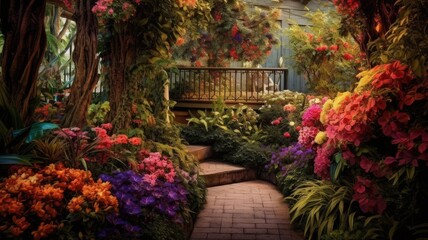Fototapeta na wymiar Floral paradise: Images capture the vibrant colors and beauty of well-maintained gardens, showcasing blooming flowers and manicured landscapes. Generative AI