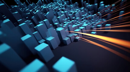 Fototapeta premium Modern digital abstract 3D background. Can be used in the description of network abilities, technological processes, digital storages, science, education, etc. Copy space. Based on Generative AI