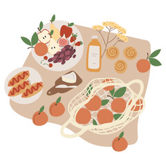 Summer picnic illustration, People, couples, friends, and families enjoying a picnic in park vector clipart, Images in flat cartoon style, Posters, Cards