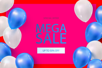 Modern Mega sale banner composition with flat discount background template abstract vector