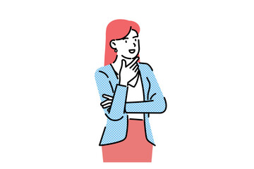 Businesswoman find idea. Confused business worker wonders and finds solution or solved problem cartoon vector illustration