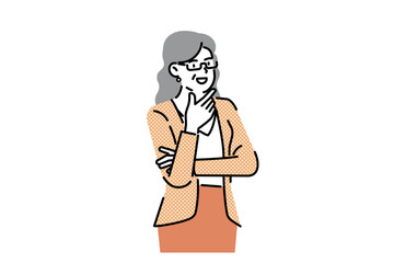 Businesswoman find idea. Confused business worker wonders and finds solution or solved problem cartoon vector illustration