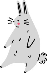 Funny cartoon rabbit. Simple gray hare. Easter bunny sitting. Flat vector illustration.