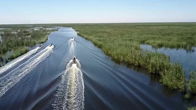 Drone shot The marshes of Iraq Mesopotamian Marshes