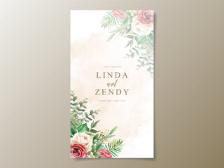 beautiful rose flowers wedding invitation card