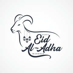 Eid Al Adha mubarak with cute sheep animal, The holiday occurs after the culmination of the annual Hajj. Feast of the Sacrifice. 