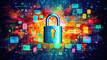 Online Safety. An image illustrating online safety and security on social media, showcasing concepts such as password protection, secure browsing, and awareness of potential risks. Generative AI