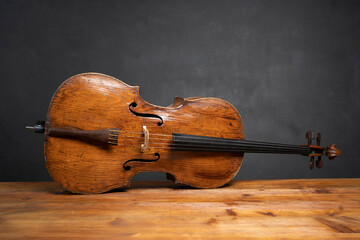 cello on wood with background