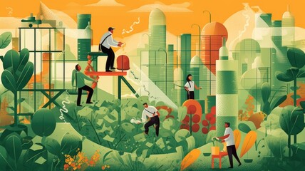 Business and investment: Illustrations showcase the financial and investment aspects of biotechnology start-ups, highlighting funding opportunities and economic growth. Generative AI