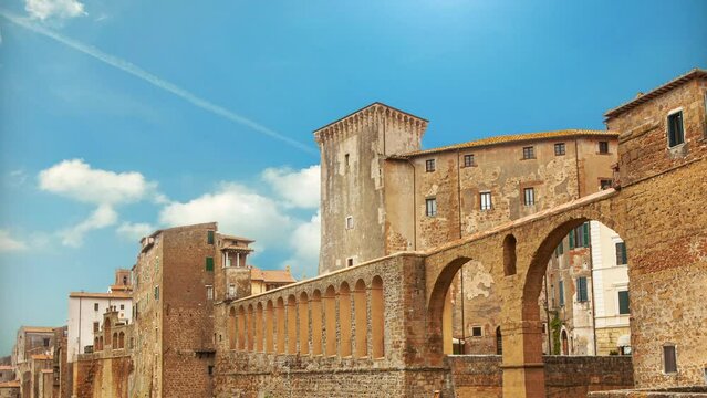 The medieval small town of Pitigliano in Grosseto, Tuscany, Italy, time-lapse video