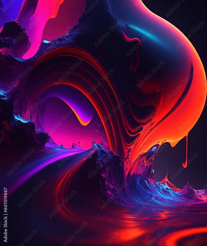 Aufkleber abstract background with vibrant colors and fluid shapes with generative ai technology