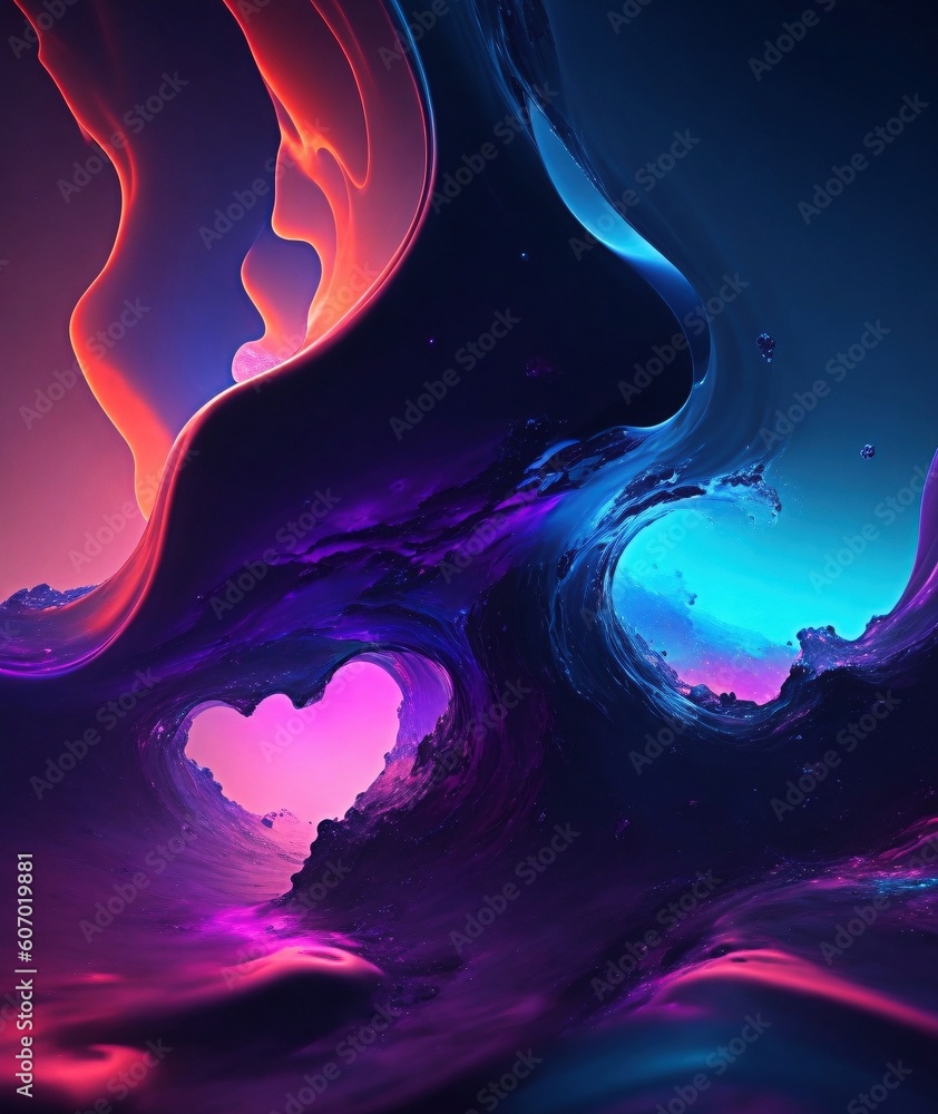 Aufkleber abstract background with vibrant colors and fluid shapes with generative ai technology
