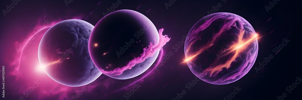 Canvas Prints background explosion collision of two planets in the sky (pink)
