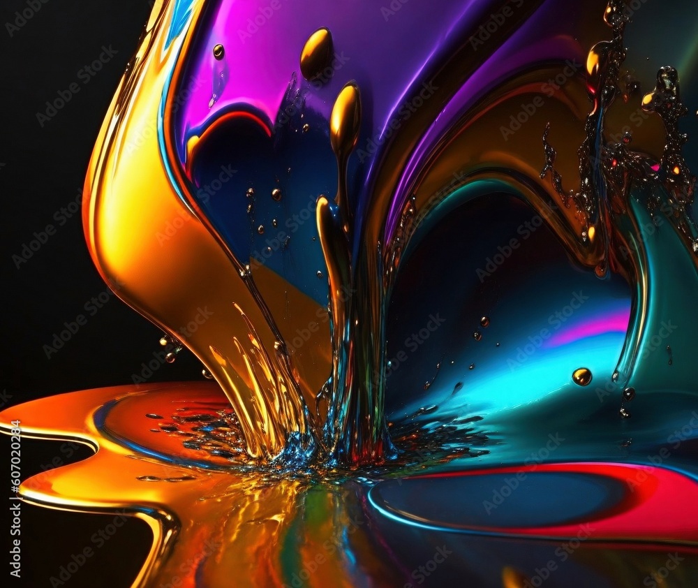 Aufkleber abstract background with vibrant colors and fluid shapes with generative ai technology