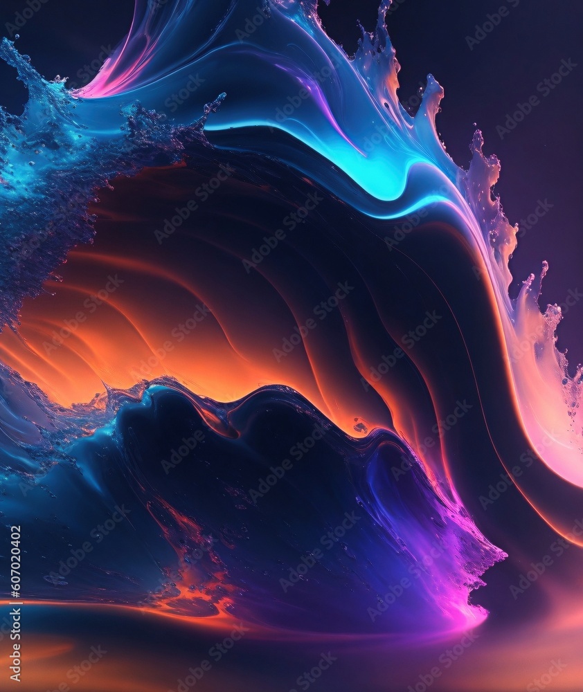 Poster abstract background with vibrant colors and fluid shapes with generative ai technology